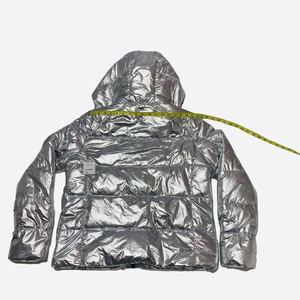 Andrew Marc Metallic Silver Puffer Jacket Large - Picture 10 of 15
